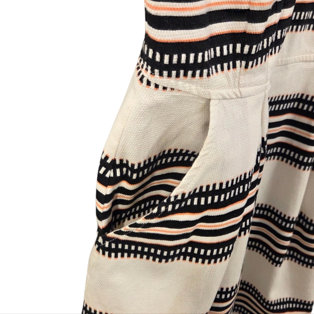 Dynamite Ivory Coral Black Patterned Dress Small Structured Pockets - Picture 3 of 9